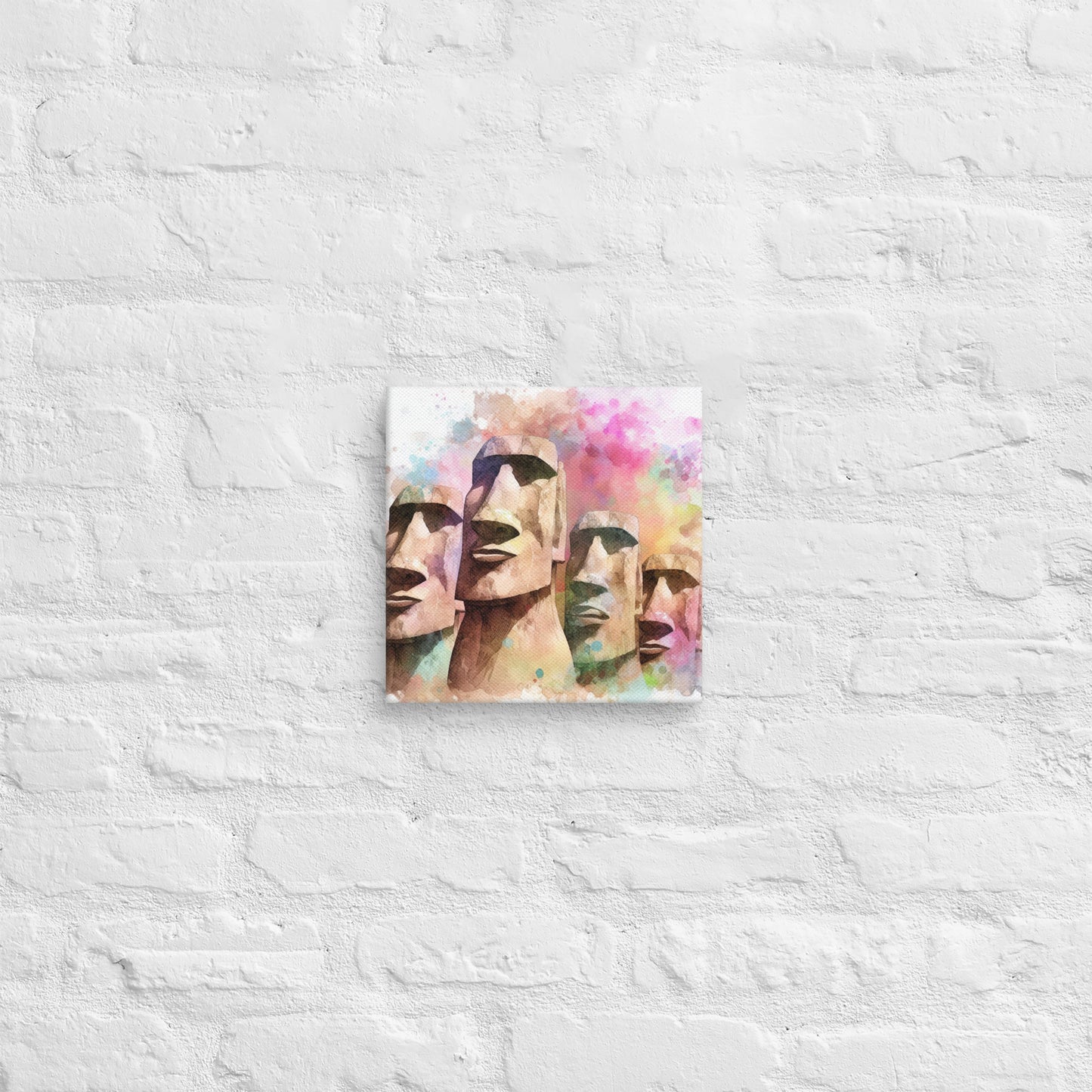 Landmarks in Bloom Canvas - Easter Island Heads