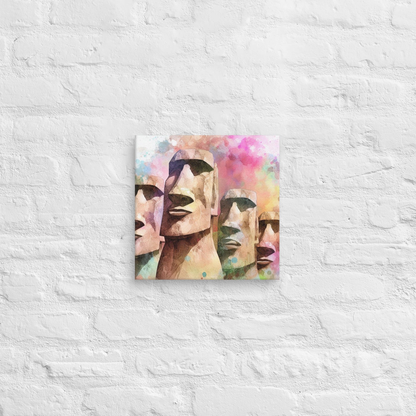 Landmarks in Bloom Canvas - Easter Island Heads
