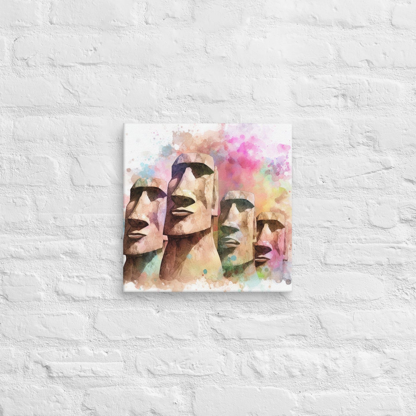 Landmarks in Bloom Canvas - Easter Island Heads