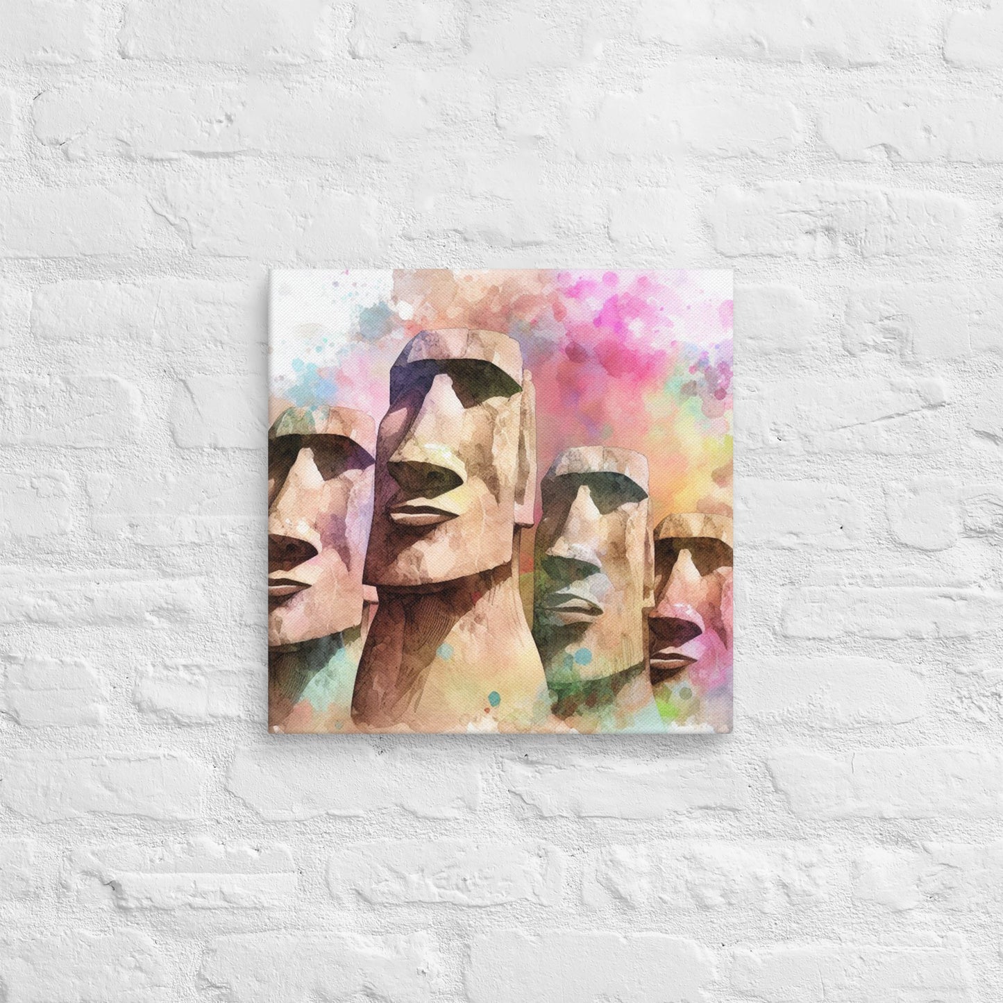 Landmarks in Bloom Canvas - Easter Island Heads