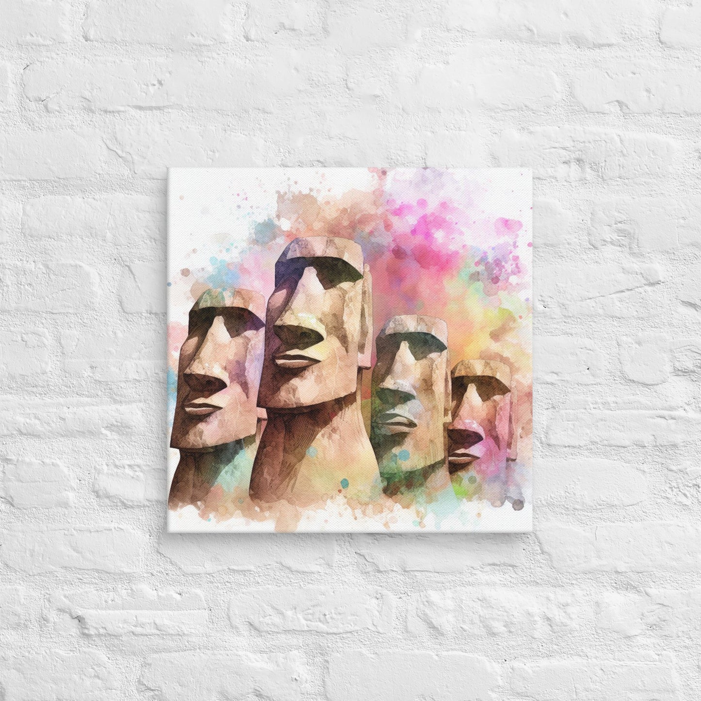 Landmarks in Bloom Canvas - Easter Island Heads
