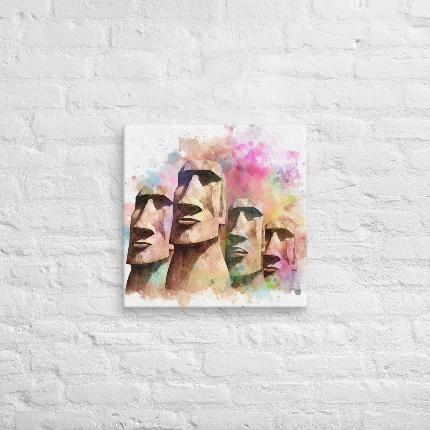 Landmarks in Bloom Canvas - Easter Island Heads