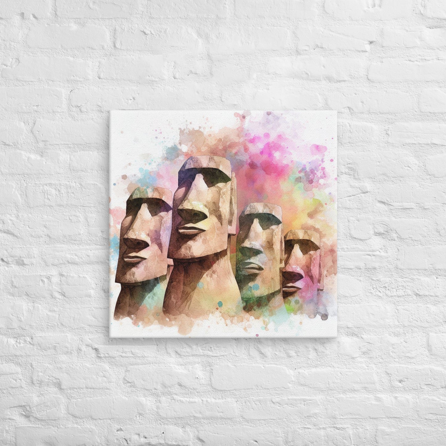 Landmarks in Bloom Canvas - Easter Island Heads