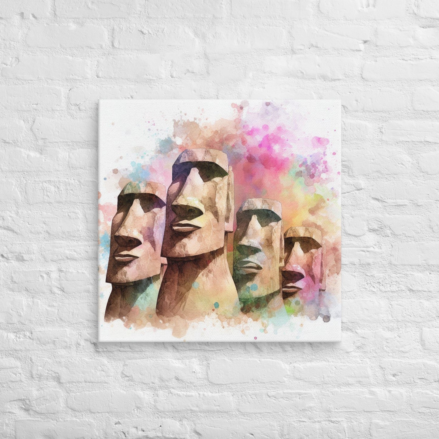 Landmarks in Bloom Canvas - Easter Island Heads