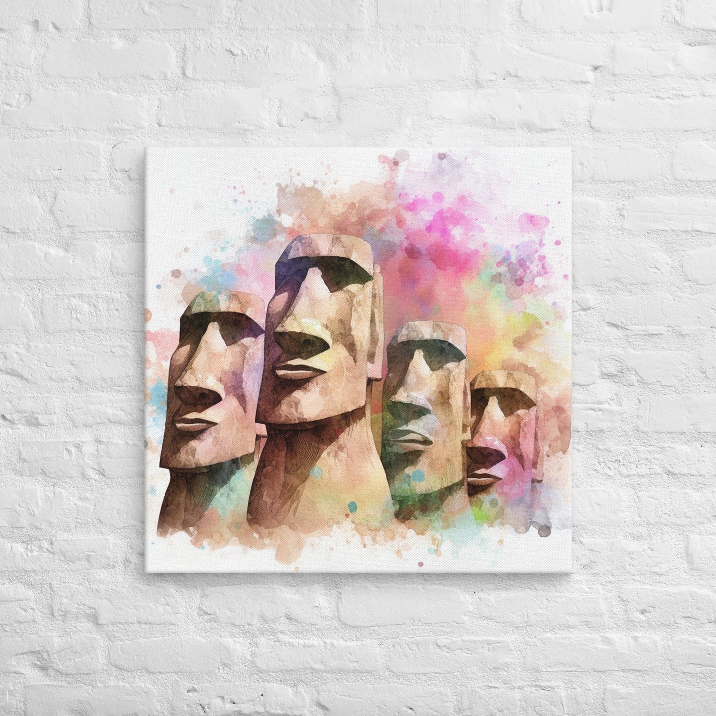 Landmarks in Bloom Canvas - Easter Island Heads