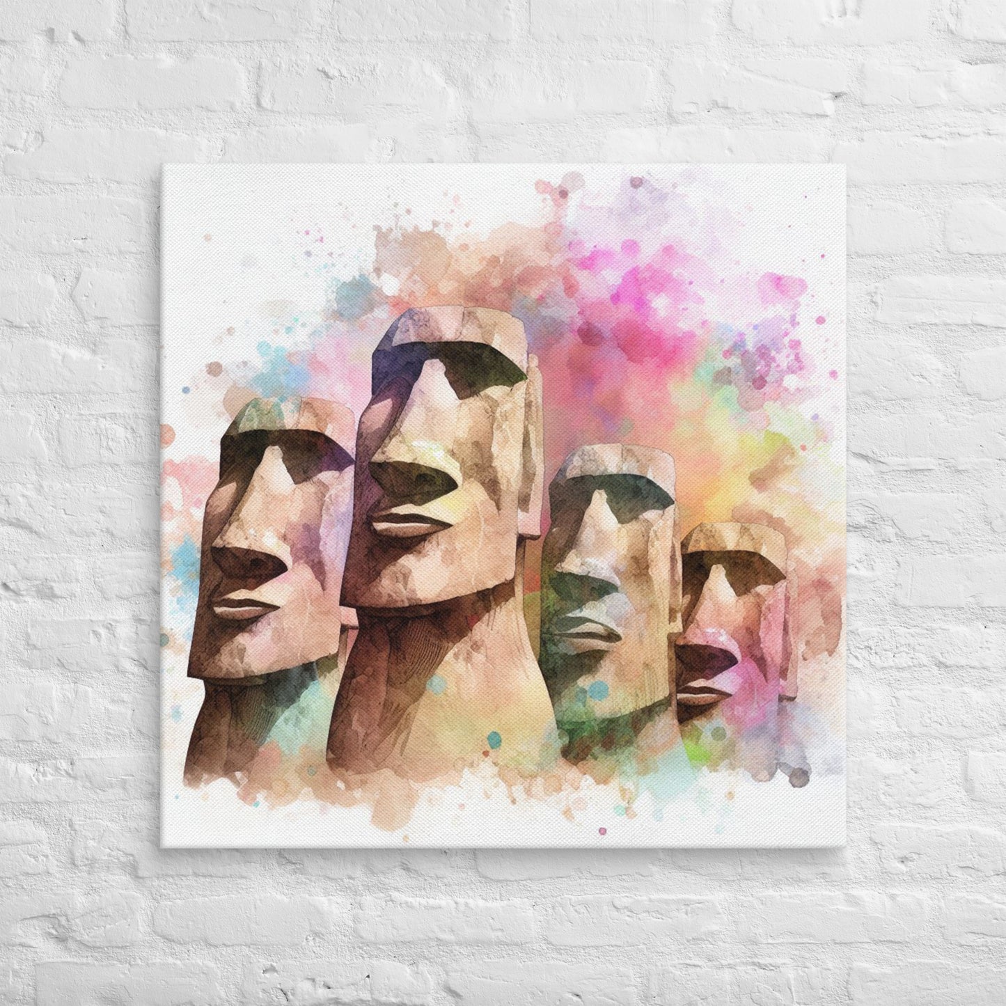 Landmarks in Bloom Canvas - Easter Island Heads
