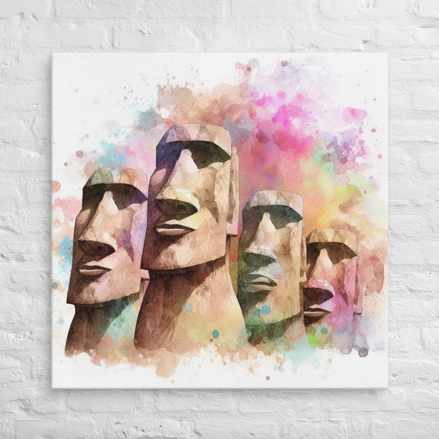 Landmarks in Bloom Canvas - Easter Island Heads