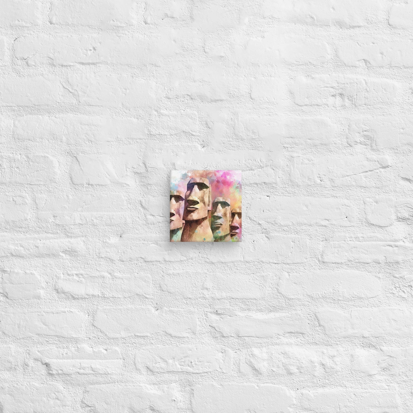 Landmarks in Bloom Canvas - Easter Island Heads
