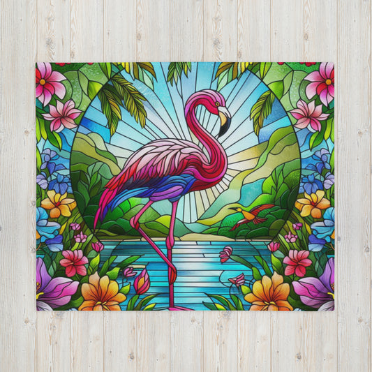 Prismatic Beasts Throw Blanket- Flamingo