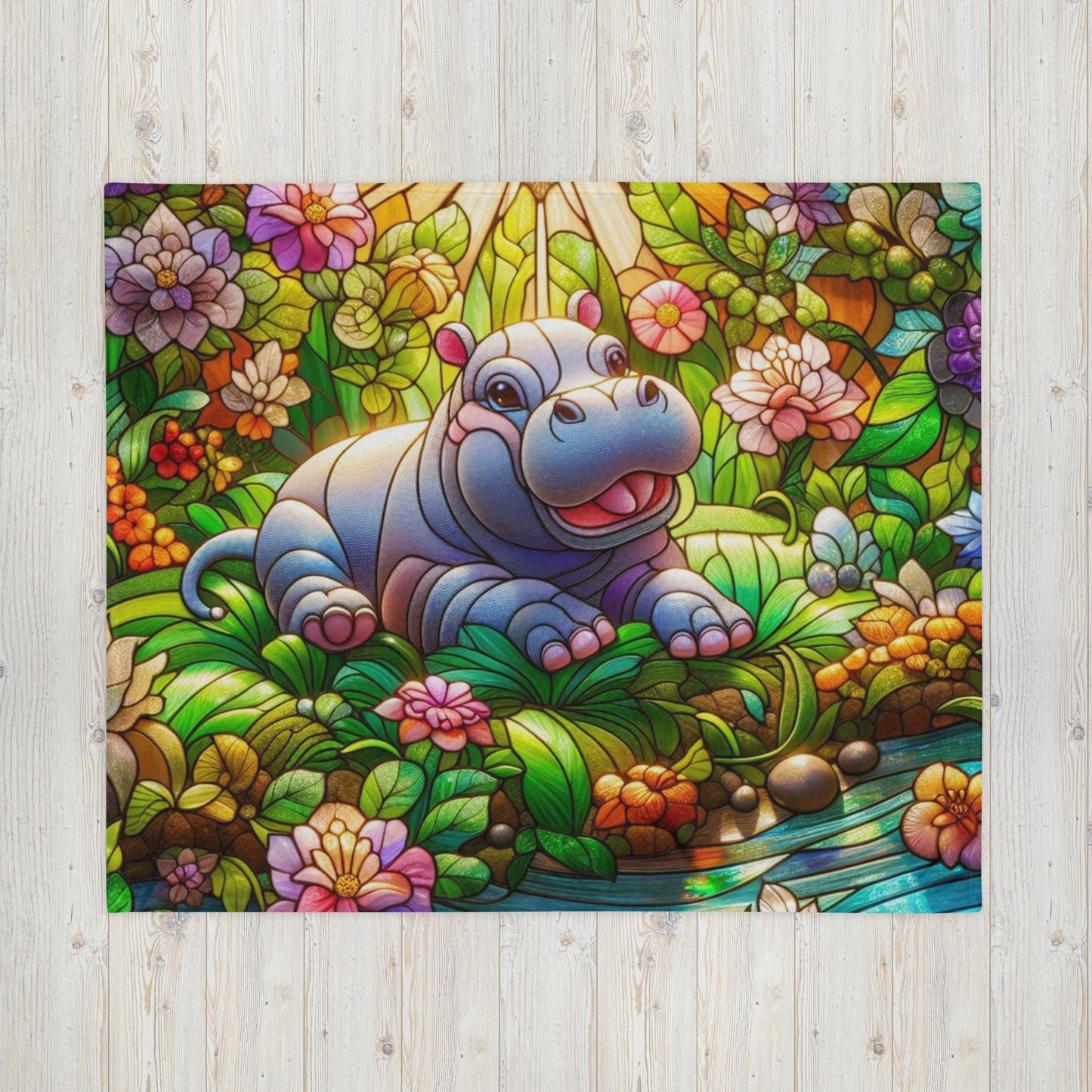 Prismatic Beasts Throw Blanket - Hippo