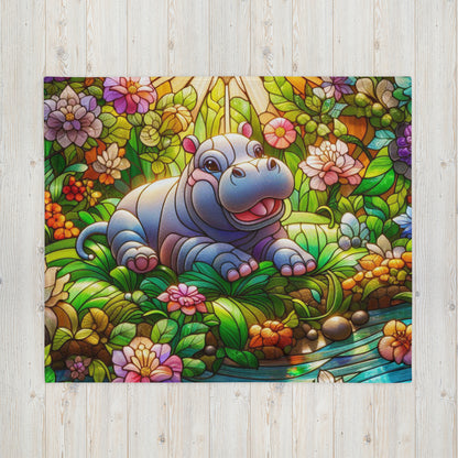 Prismatic Beasts Throw Blanket - Hippo