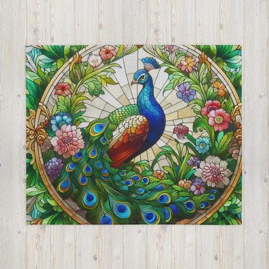 Prismatic Beasts Throw Blanket - Peacock