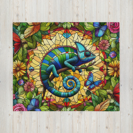 Prismatic Beasts Throw Blanket - Chameleon