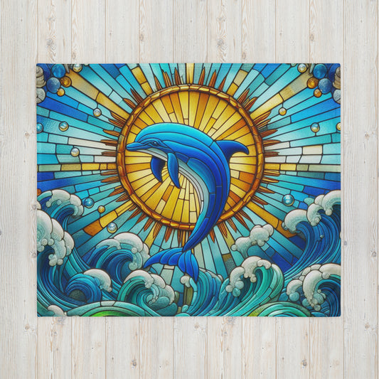 Prismatic Beasts Throw Blanket - Dolphin