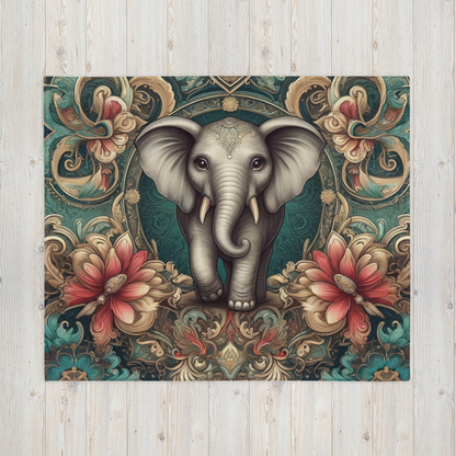 Whispering Wilderness Throw Blanket - Elephant