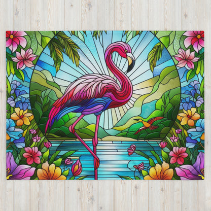 Prismatic Beasts Throw Blanket- Flamingo