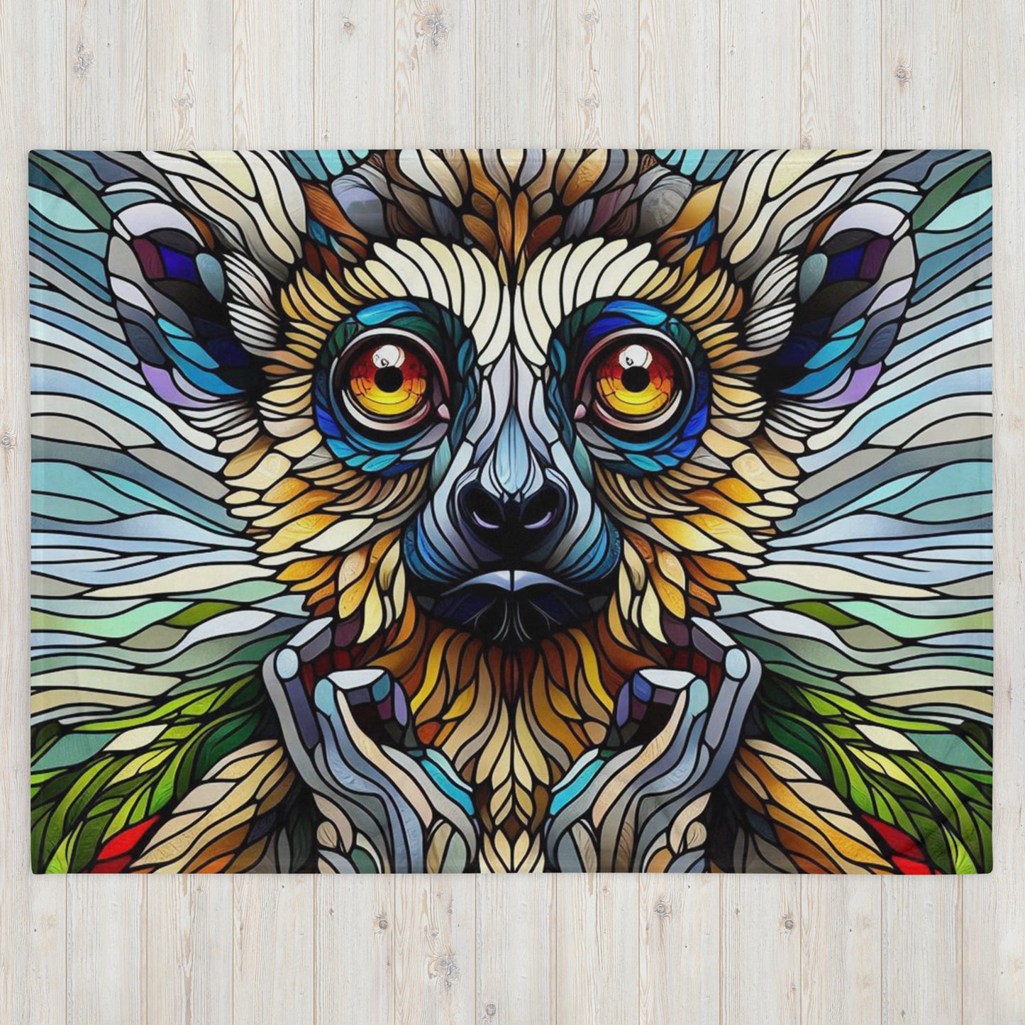 Prismatic Beasts Throw Blanket - Lemur
