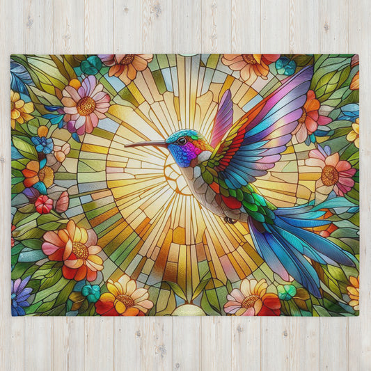 Prismatic Beasts Throw Blanket - HummingBird