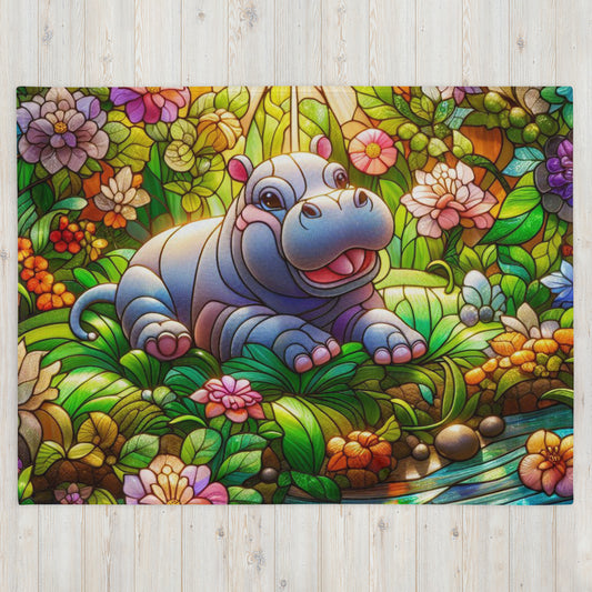 Prismatic Beasts Throw Blanket - Hippo